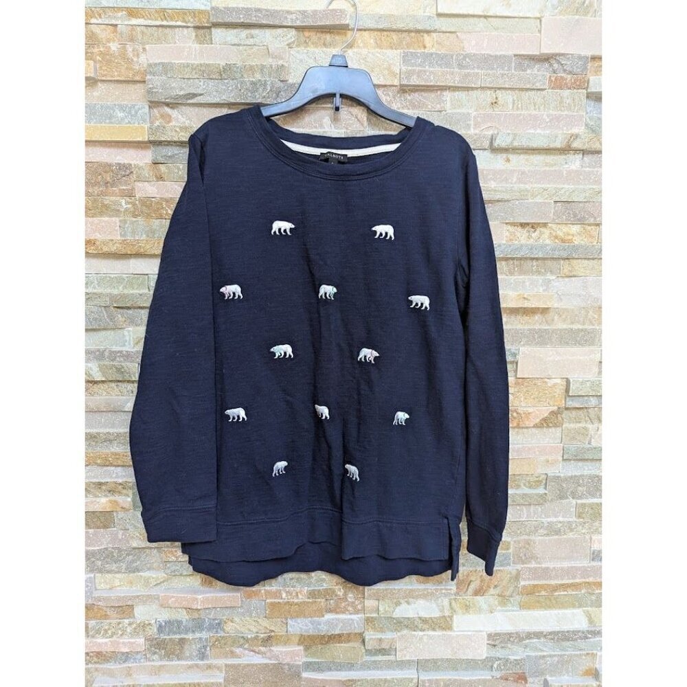 Talbots Shirt Polar Bear Navy Blue Cotton Small Sweatshirt Crewneck